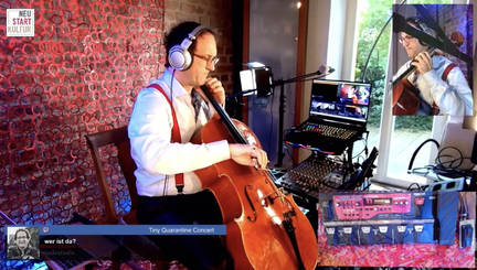 Lukas Dreyer im Hairdryer Music Studio in Leipzig spielt Cello und streamt  live
